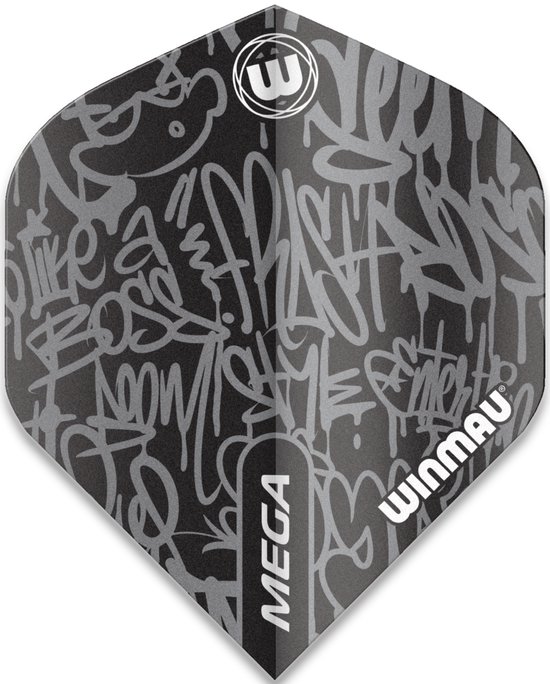 WINMAU - Mega Standard Zwart Dartvluchten - 1 set per pakket (3 dartvluchten in totaal) van Winmau