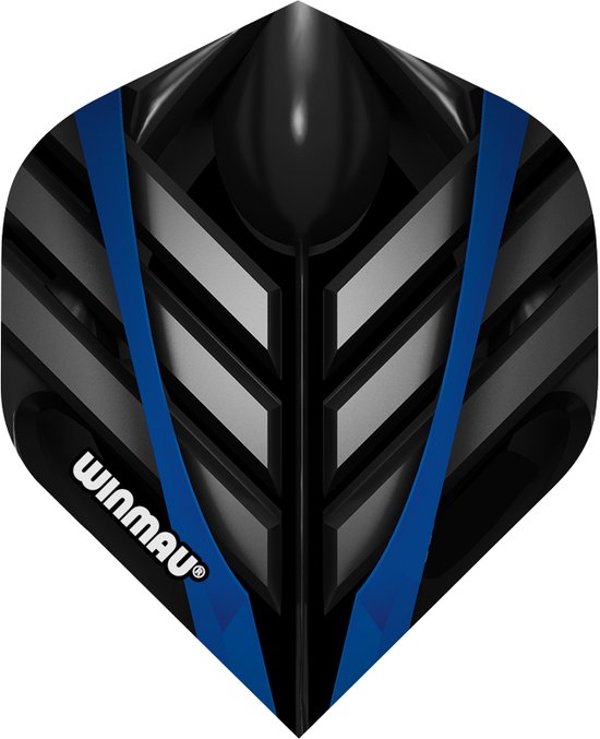 WINMAU - Mega Standard Zwart, Grijs en Blauw Dartvluchten - 1 set per pakket van elke flight (3 Dartvluchten in totaal) van Winmau