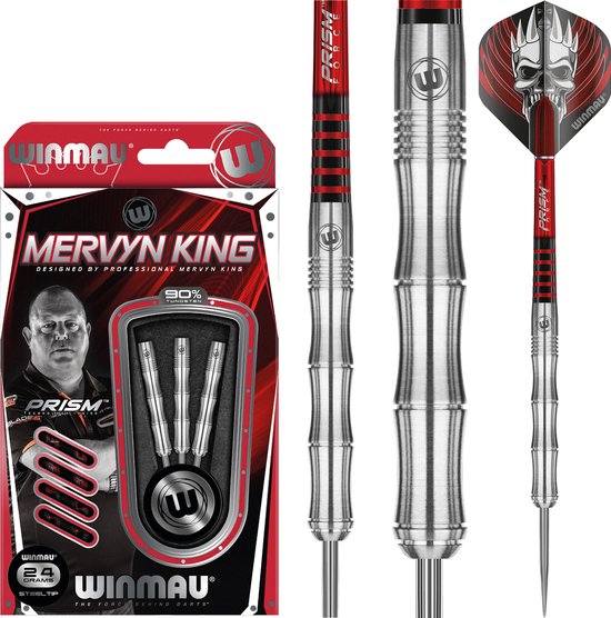 Winmau Mervyn King 90% PVD Grip - Dartpijlen - 24 Gram van Merkloos