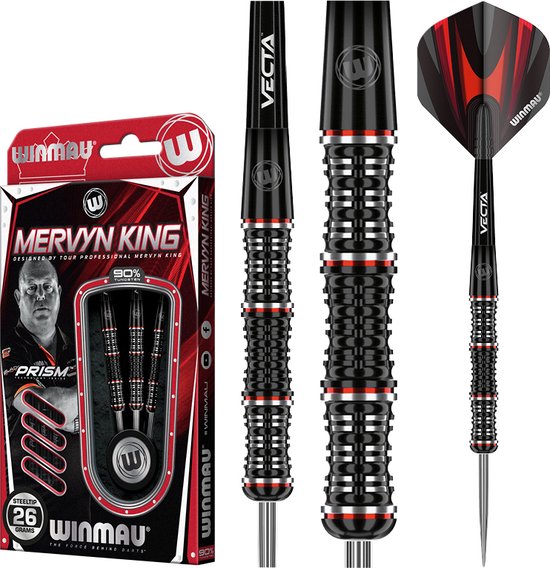WINMAU - Mervyn King Special Edition: Steeltip Tungsten Dartpijlen Professioneel - 26g van Winmau