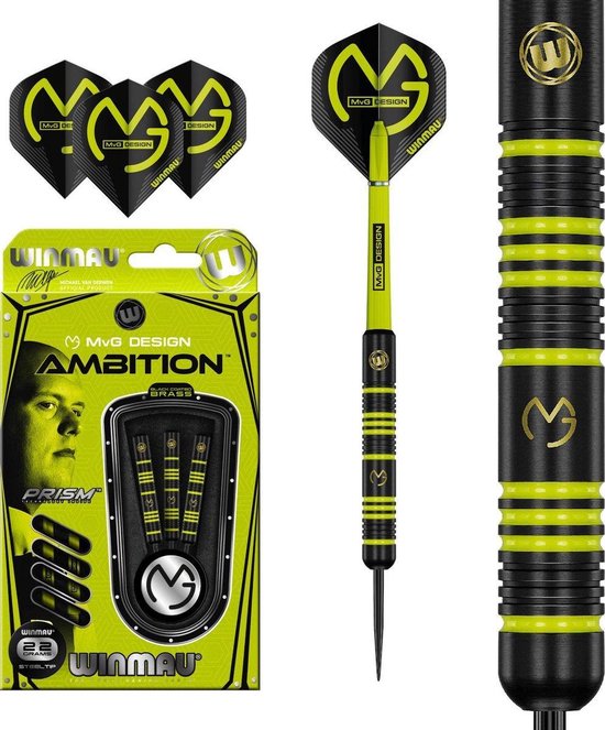 Winmau Michael van Gerwen Ambition Black Coated Brass - Dartpijlen - 24 Gram van Winmau