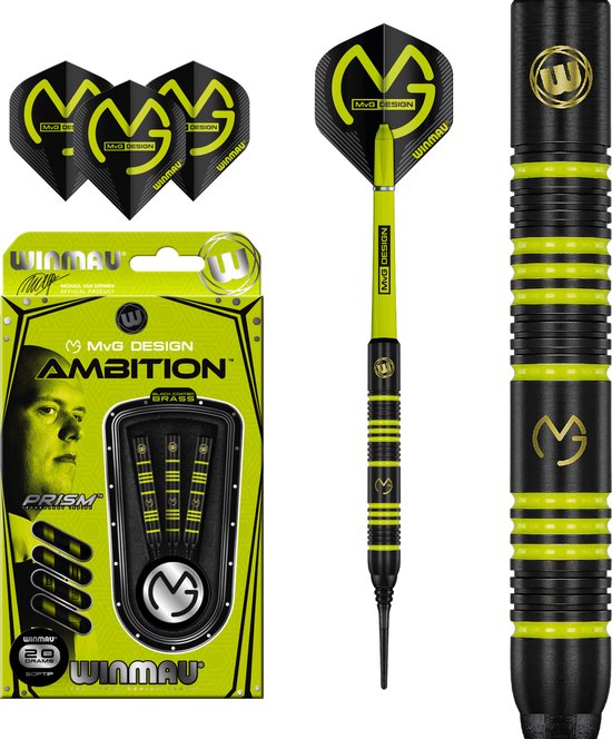 Winmau Michael van Gerwen Ambition Black Coated Brass - Soft Tip Darts van Winmau