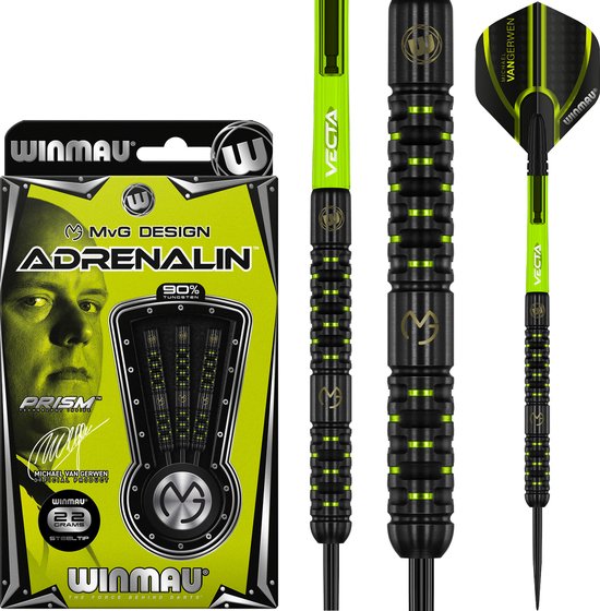 WINMAU - Michael van Gerwen MvG Adrenalin: Steeltip Tungsten Dartpijlen Professioneel - 22g van Winmau