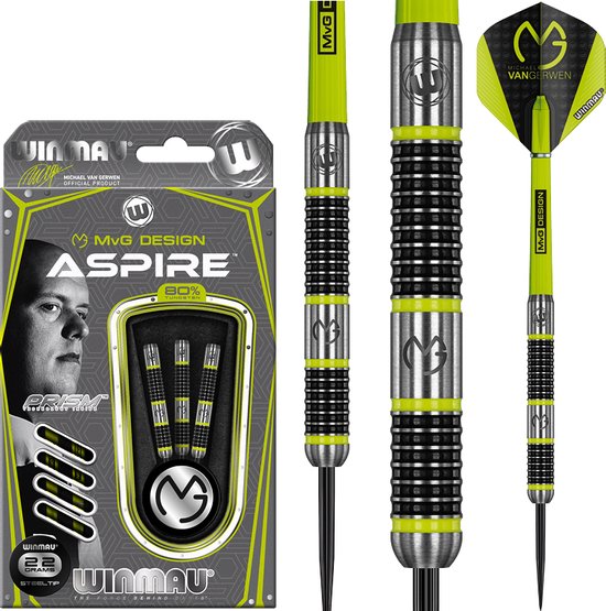 WINMAU - Michael Van Gerwen MvG Aspire: Steeltip Tungsten Dartpijlen Professioneel - 22 gram van Winmau