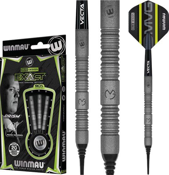 WINMAU - Michael van Gerwen MvG Exact: Dartpijlen Professioneel - 18 gram vat/20 gram totaal gewicht van Winmau