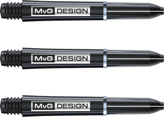 WINMAU - Michael van Gerwen MvG Korte Zwart en Zilver - 1 set per verpakking (in totaal 3 Dart schachten) van Winmau