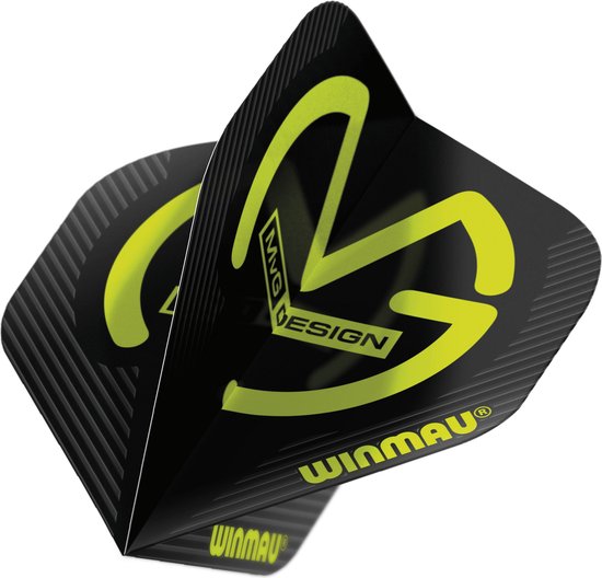 WINMAU - MvG Mega Standard Zwart Dartvluchten - 1 sets per pakket (3 dartvluchten in totaal) van Winmau