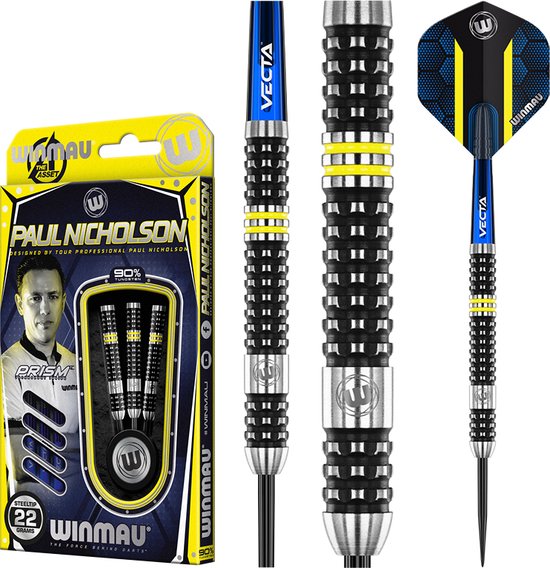 WINMAU – Paul Nicholson: Steeltip Tungsten Dartpijlen Professioneel – 22g van Winmau