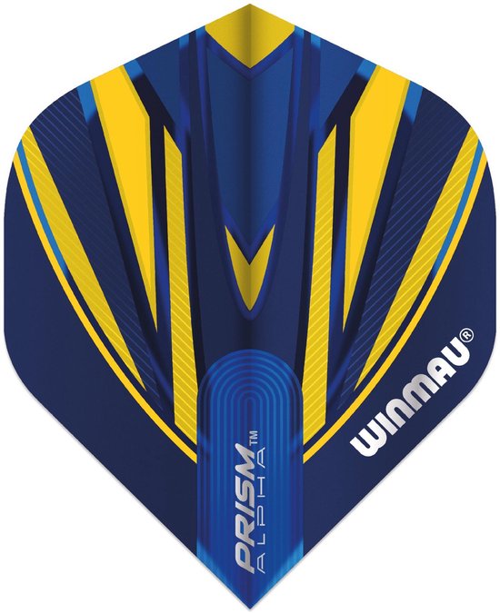 WINMAU - Prism Alpha Blauw en Geel Dartvluchten - 1 set per pakket (3 vluchten in totaal) van Winmau