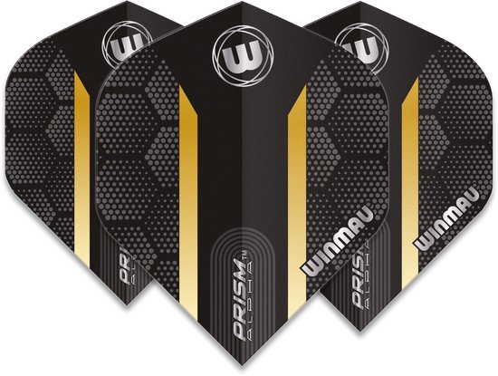 Winmau Prism Alpha Extra Thick Black & Gold Stripe - Dart Flights van Merkloos