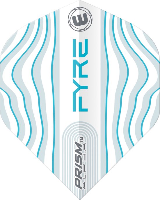WINMAU - Prism Alpha Fyre Wit, Aqua en Blauw Dartvluchten - 1 set per pakket (3 vluchten in totaal) van Winmau