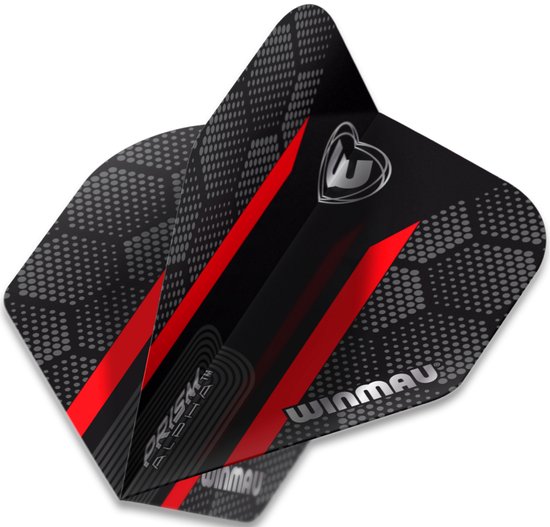 WINMAU - Prism Alpha Hexagon Zwart en Rood Dartvluchten - 1 set per pakket (3 vluchten in totaal) van Winmau