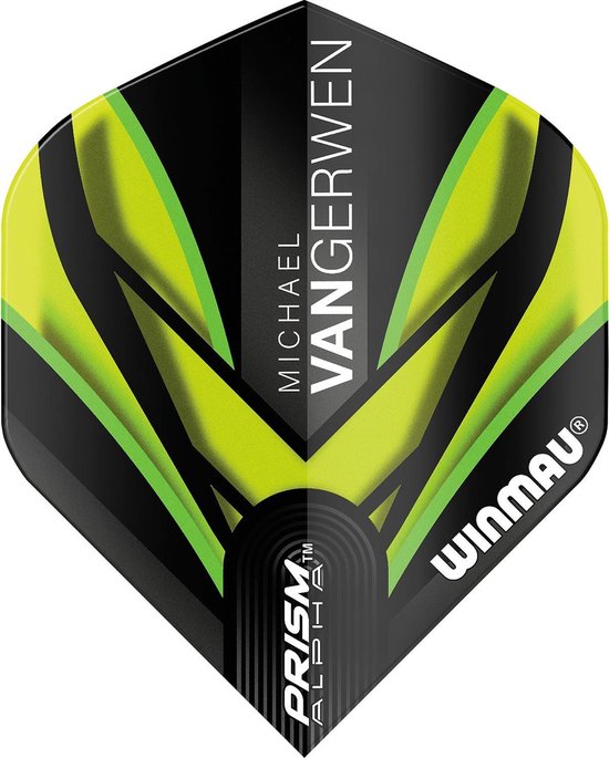 WINMAU - Prism Alpha MVG 2021 Zwart en Groen Dartvluchten - 1 set per pakket (3 dartvluchten in totaal) van Winmau