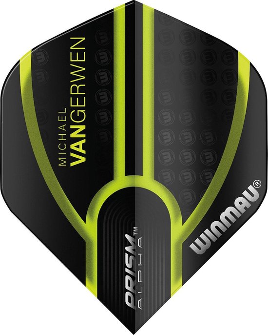 WINMAU - Prism Alpha MVG 2021 Zwart en Groen Dartvluchten - 1 sets per pakket (3 dartvluchten in totaal) van Winmau