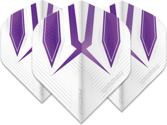 WINMAU - Prism Alpha Wit en Purper Dartvluchten - 1 set per pakket (3 vluchten in totaal) van Winmau