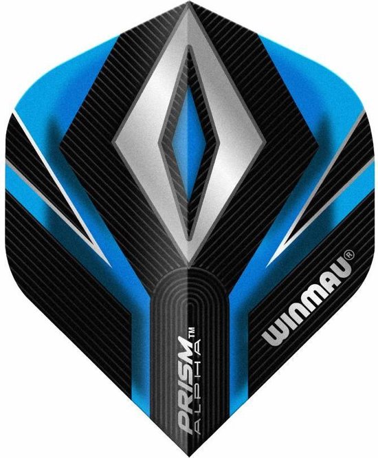 WINMAU - Prism Alpha Zwart en Blauw Dartvluchten - 1 set per pakket (3 vluchten in totaal) van Winmau