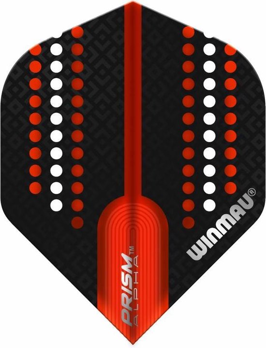 WINMAU - Prism Alpha Zwart en Rood Dartvluchten - 1 set per pakket (3 vluchten in totaal) van Winmau