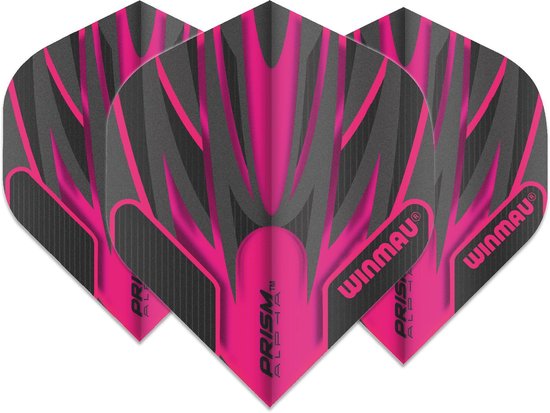 WINMAU - Prism Alpha Zwart en Roze Dartvluchten - 1 set per pakket (3 vluchten in totaal) van Winmau