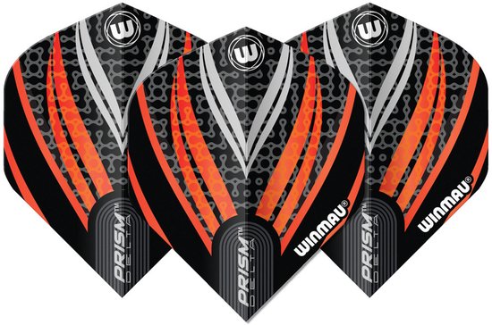 Winmau Prism Delta Black White Orange - Dart Flights van Merkloos