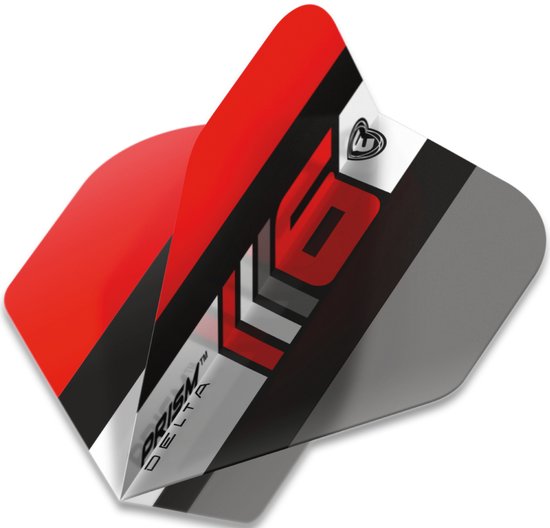 WINMAU - Prism Delta Blade 6 Zwart, Grijs en Rood Dartvluchten - 1 set per pakket (3 vluchten in totaal) van Winmau
