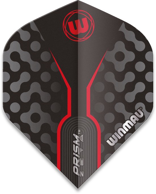 WINMAU - Prism Zeta Zwart, Wit en Grijs Dartvluchten - 1 set per pakket (3 vluchten in totaal) van Winmau