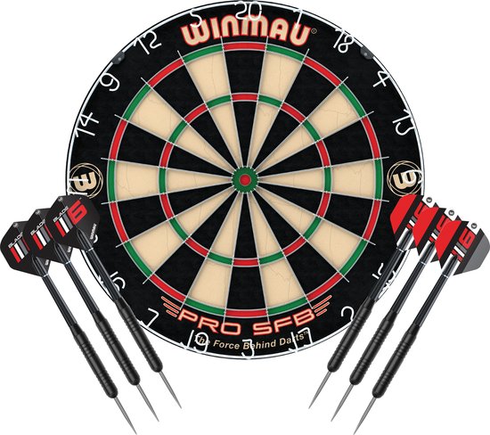 Winmau Pro SFB Dartbord Met 2 Sets Dartpijlen van Winmau