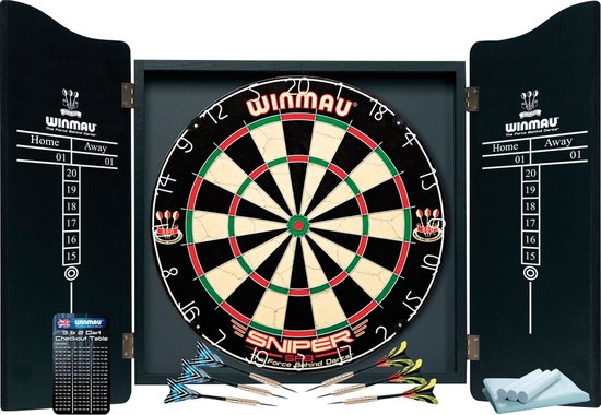 Winmau Professional Darts Set with Sniper Dartboard and Black Cabinet van Winmau