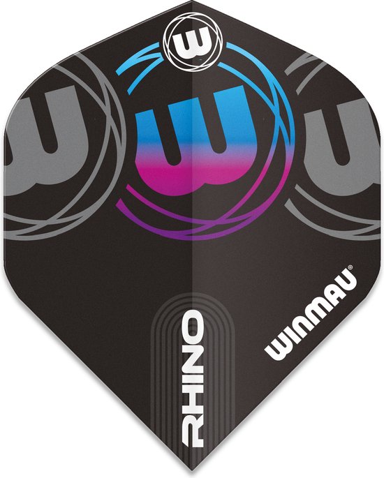 WINMAU - Rhino Logo Zwart, Grijs en Blauw Dartvluchten - 1 set per pakket (3 dartvluchten in totaal) van Winmau