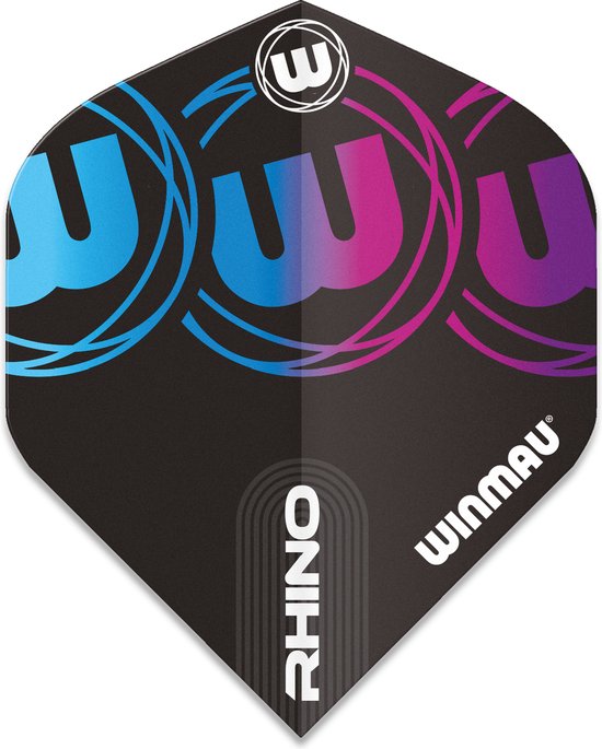WINMAU - Rhino Logo Zwart, Grijs en Blauw Dartvluchten - 1 set per pakket (3 vluchten in totaal) van Winmau