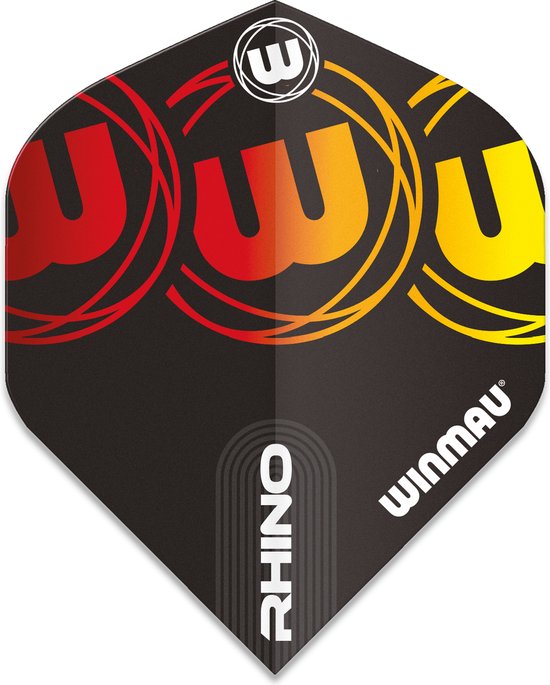 WINMAU - Rhino Logo Zwart, Rood en Geel Dartvluchten - 1 set per pakket (3 vluchten in totaal) van Winmau