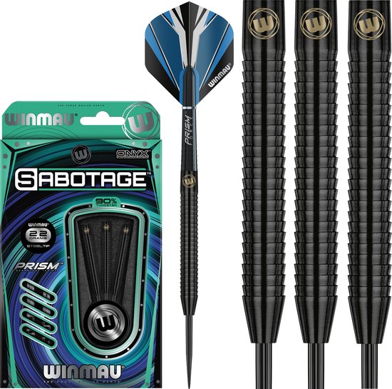 WINMAU - Sabotage Onyx: Steeltip Tungsten Dartpijlen Professioneel - 22g van Winmau