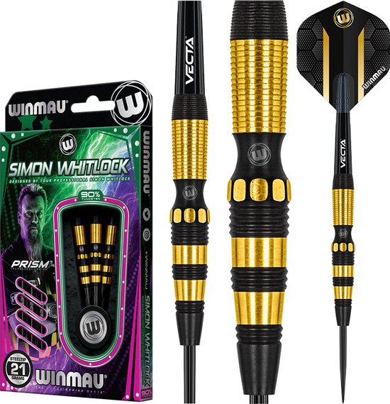 WINMAU - Simon Whitlock Onyx: Steeltip Tungsten Dartpijlen Professioneel - 21g van Winmau