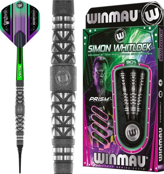 WINMAU - Simon Whitlock Shotblast: Softip Tungsten Steel Dartpijlen Professioneel - 18 gram vat, 20 gram totaal gewicht van Winmau