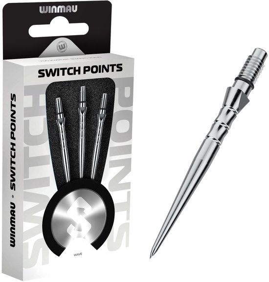 Winmau Switch Point Wave Silver van Merkloos
