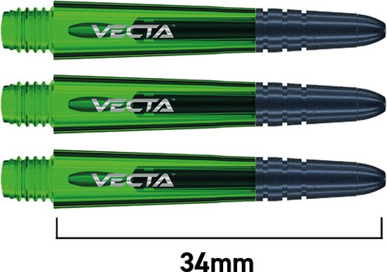 WINMAU - Vecta Dartschachten Groen, Korte - 1 set per pakket (3 Dartschachten in totaal) van Winmau