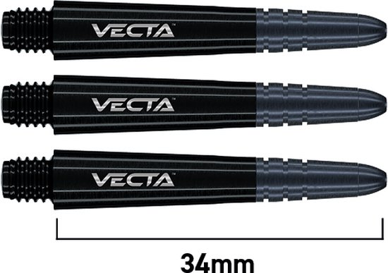 WINMAU - Vecta Dartschachten, Zwart, Korte - 1 set per pakket (3 Dartschachten in totaal) van Winmau