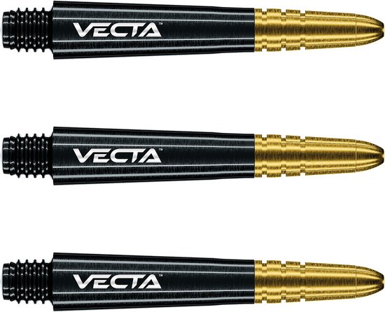 WINMAU - Vecta Dartschachten, Zwart met Goud, Kort - 1 set per pakket (3 dartvluchten in totaal) van Winmau