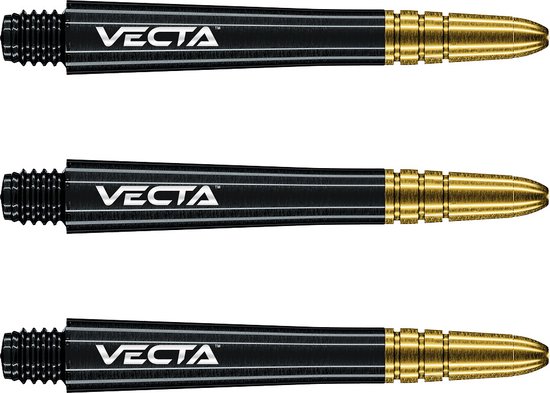 WINMAU - Vecta Dartschachten, Zwart met Goud, Medium - 1 set per pakket (3 dartvluchten in totaal) van Winmau