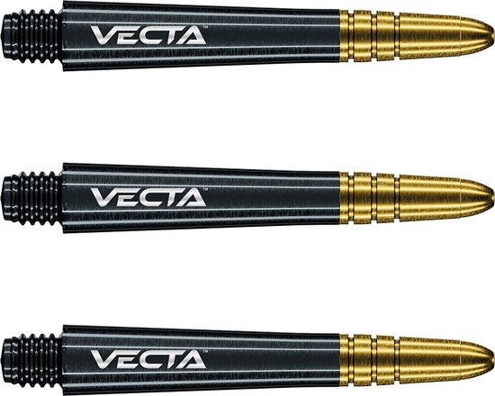WINMAU - Vecta Dartschachten, Zwart met Goud, Tussenliggend - 1 set per pakket (3 dartvluchten in totaal) van Winmau