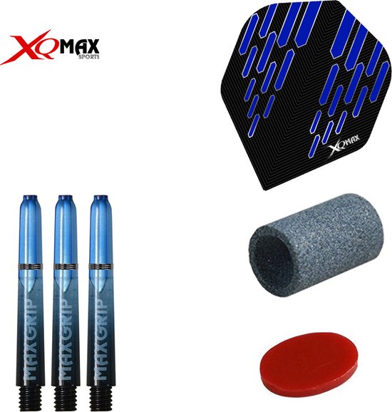 XQ MAX Contour blue flights accessoiresset, 35mm shafts, wax en slijpsteentje - blauw/zwart van XQ Max