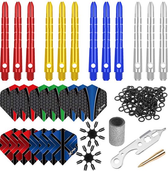 XQ Max Dartset - 146pcs - Shafts - Flights - O-ringen - Dartslijper - Flightsbeschermers - Tools van XQ Max