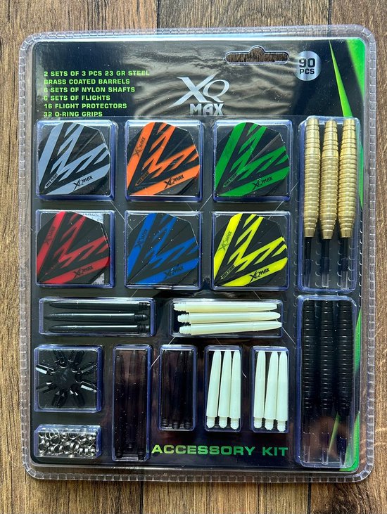 XQ MAX Dartset 90 Delen Staal Messing 23g met Accessoires van XQ Max