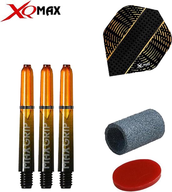XQ MAX Distinct flights accessoiresset, 35mm shafts, wax en slijpsteentje - goud/zwart van XQ Max