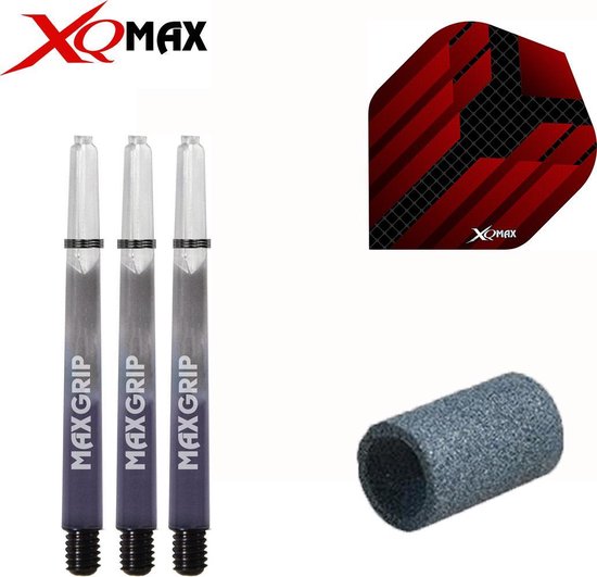 XQ MAX rode accessoiresset PVC flights, 48mm Shafts en slijpsteentje - rood/zwart van XQ Max