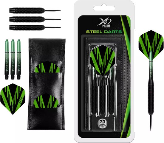 XQMax Black Coated Darts - Dartpijlen - 23 gram - zwart/groen van Merkloos