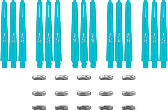 XQMax Dart Shafts - 5 Sets (15 stuks) - Inbetween - Aqua - Plus Veerringetjes - Darts Shafts van Merkloos