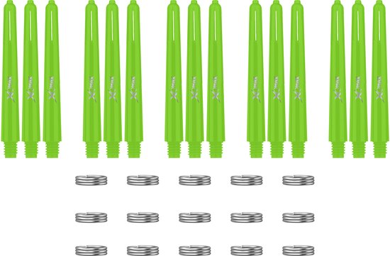 XQMax Dart Shafts - 5 Sets (15 stuks) - Inbetween - Groen - Plus Veerringetjes - Darts Shafts van Merkloos