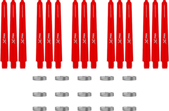 XQMax Dart Shafts - 5 Sets (15 stuks) - Inbetween - Rood - Plus Veerringetjes - Darts Shafts van Merkloos