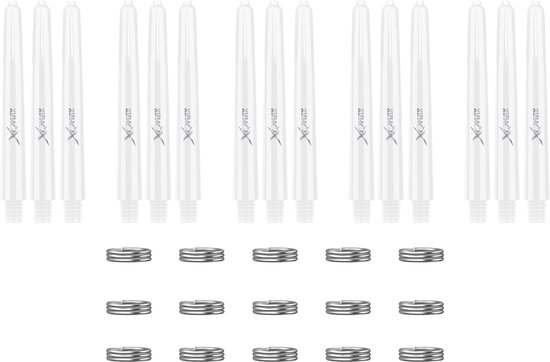 XQMax Dart Shafts - 5 Sets (15 stuks) - Inbetween - Wit - Plus Veerringetjes - Darts Shafts van Merkloos