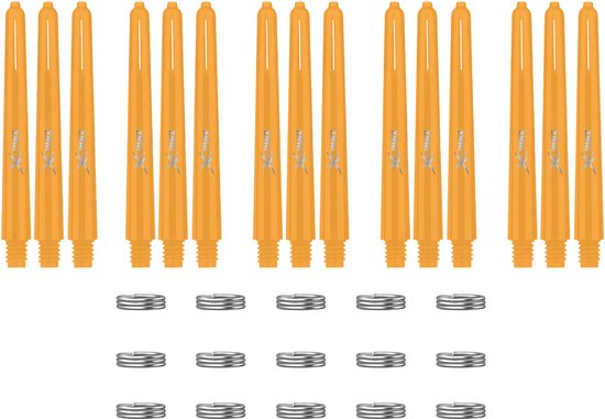 XQMax Dart Shafts - 5 Sets (15 stuks) - Medium - Oranje - Plus Veerringetjes - Darts Shafts van XQMax